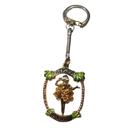 Aloha Spinner Keychain Silver Gold Tone Hawaii Souvenir - Picture 1 of 4